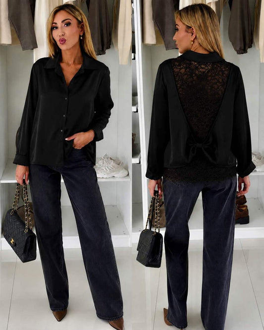 Chemise Oversize dentelle dos effet satiné