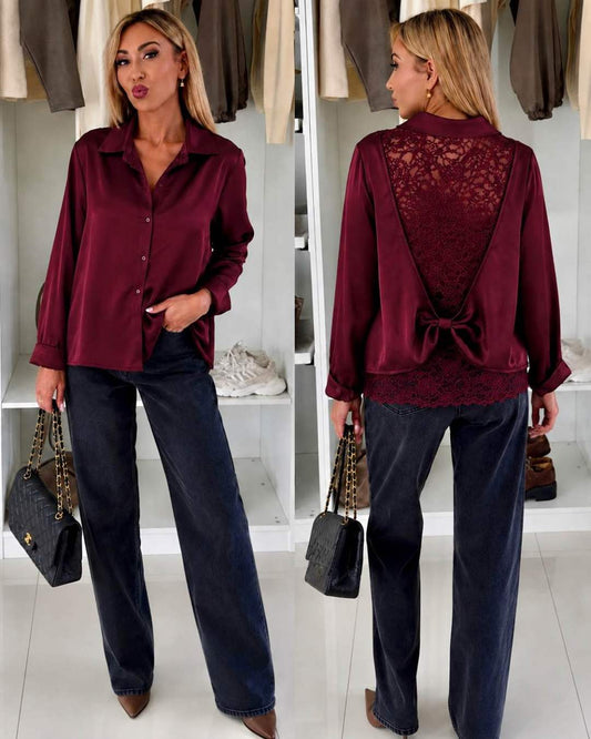 Chemise Oversize dentelle dos effet satiné